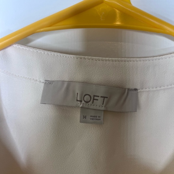 LOFT Cream Long Sleeve Ruffled Blouse - Picture 3 of 8